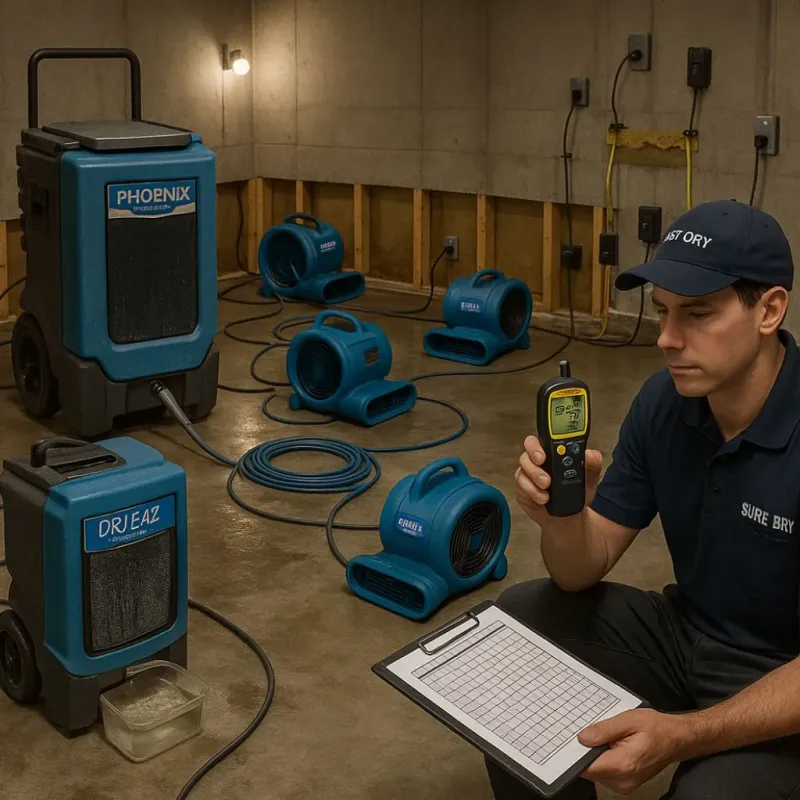 Structural Drying and Dehumidification process in Bristol, CT